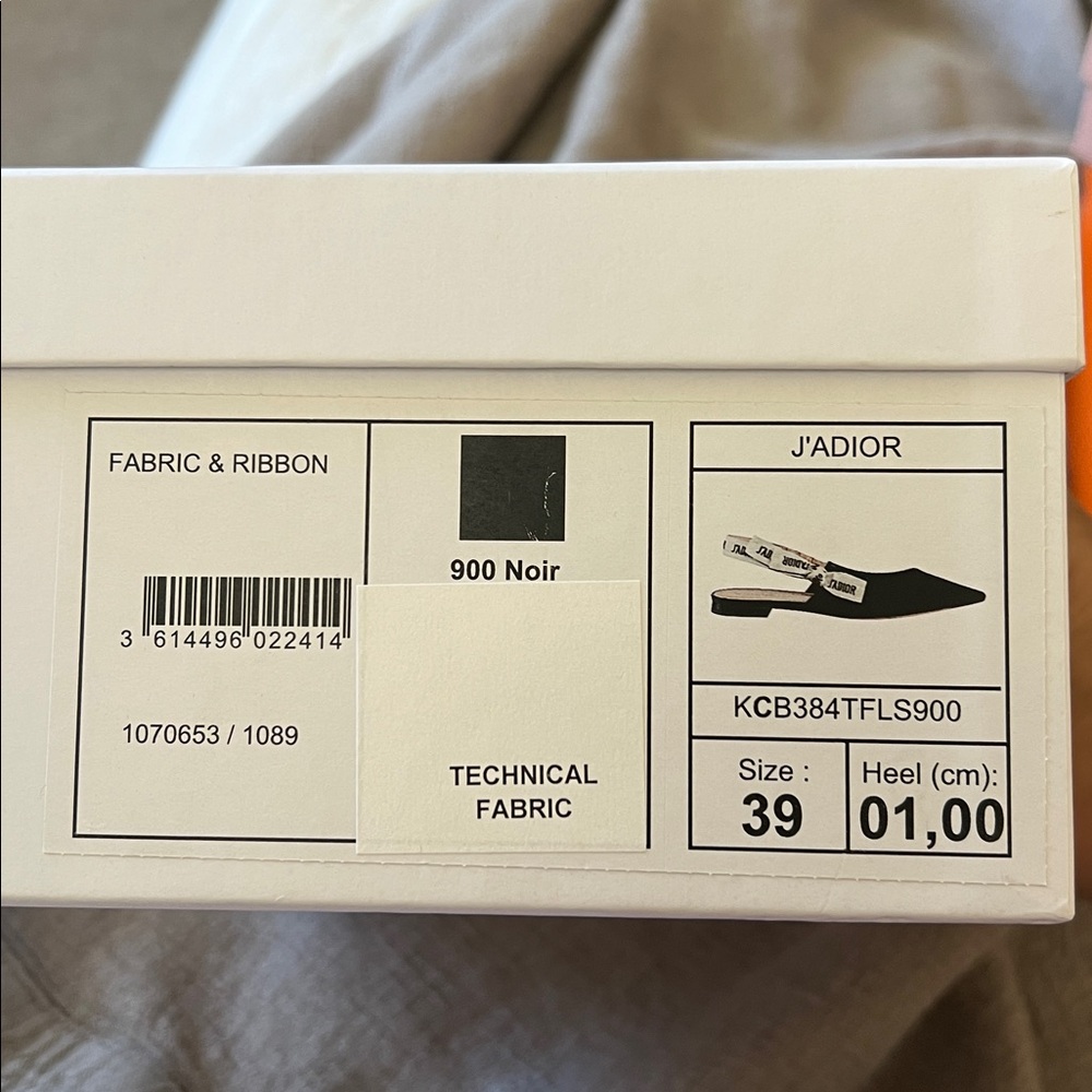 ‼️SOLD‼️ Dior Black Pointed-Toe Slingback Flats with Cream J'Adior Straps - Picture 10 of 13